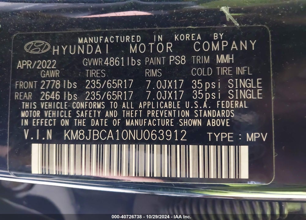 2022 HYUNDAI TUCSON HYBRID BLUE VIN: KM8JBCA10NU063912