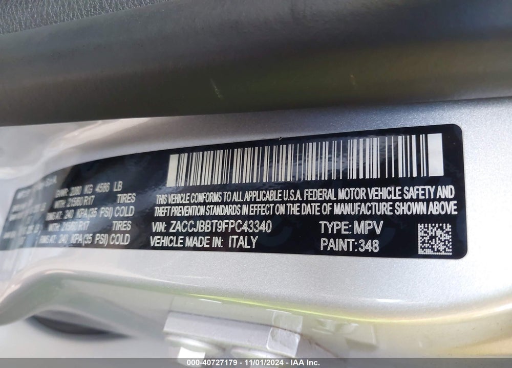 2015 JEEP RENEGADE LATITUDE VIN: ZACCJBBT9FPC43340