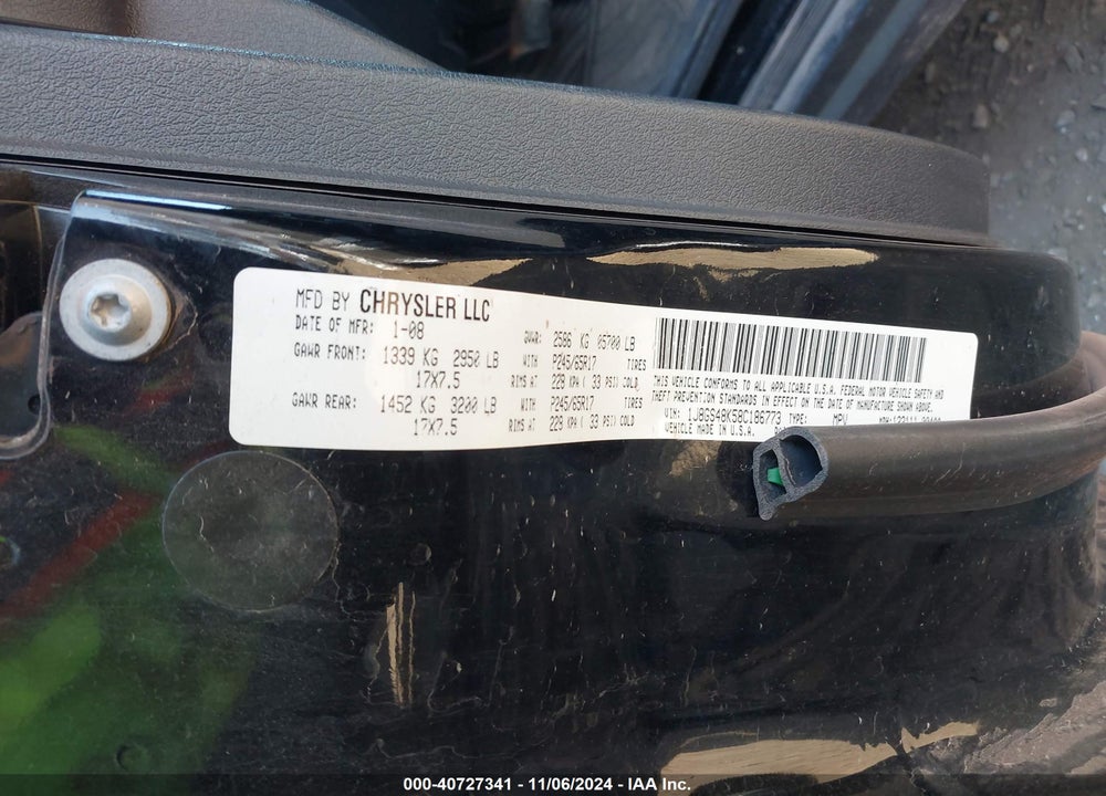 2008 JEEP GRAND CHEROKEE LAREDO VIN: 1J8GS48K58C186773