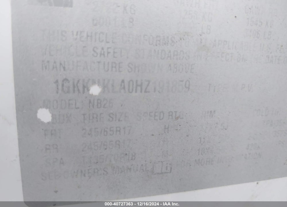 2017 GMC ACADIA SLE-1 VIN: 1GKKNKLA0HZ191859