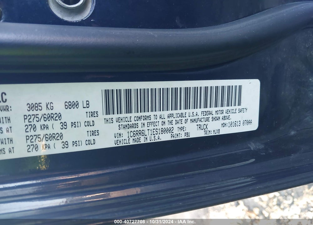 2014 RAM 1500 LONE STAR VIN: 1C6RR6LT1ES180002