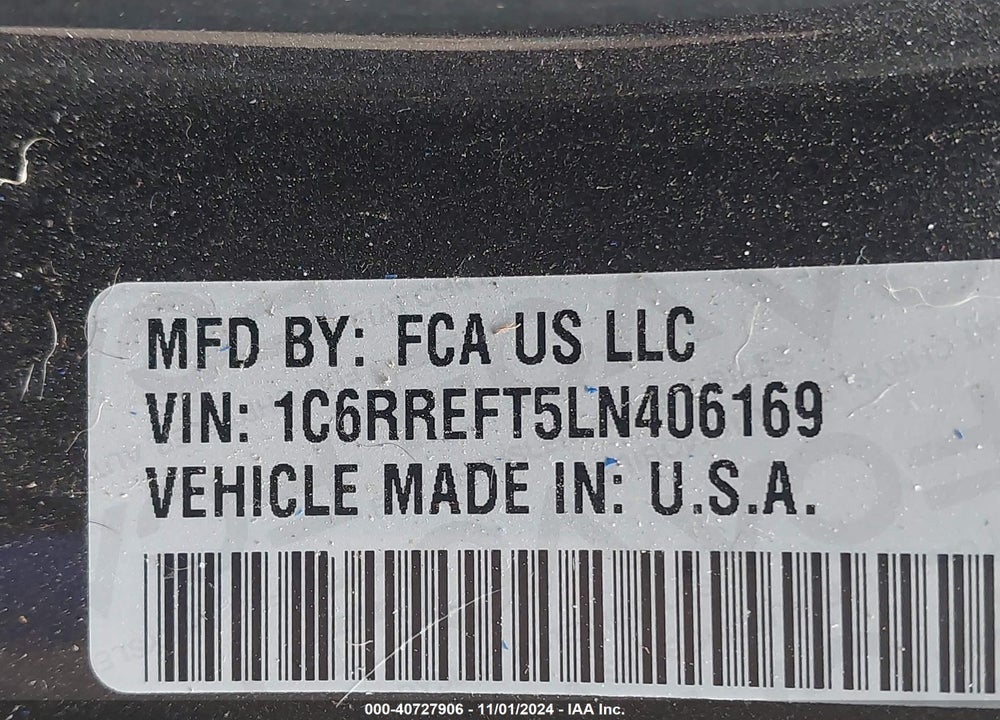 2020 RAM 1500 VIN: 1C6RREFT5LN406169