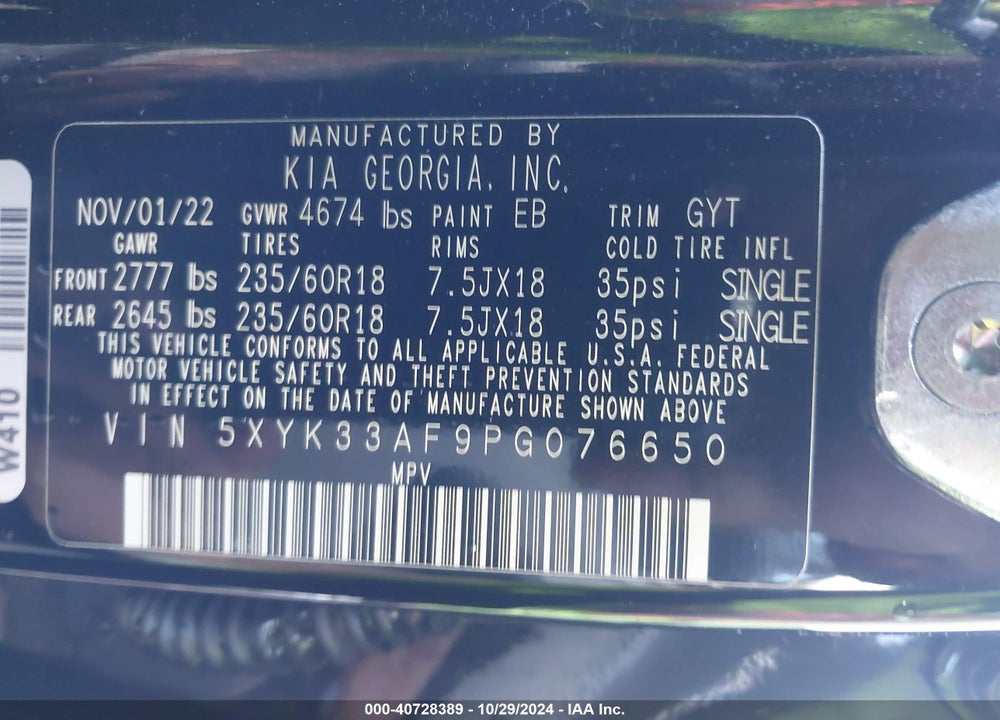 2023 KIA SPORTAGE EX VIN: 5XYK33AF9PG076650