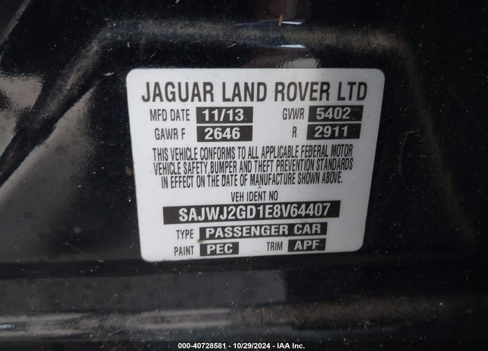 2014 JAGUAR XJ XJL PORTFOLIO VIN: SAJWJ2GD1E8V64407
