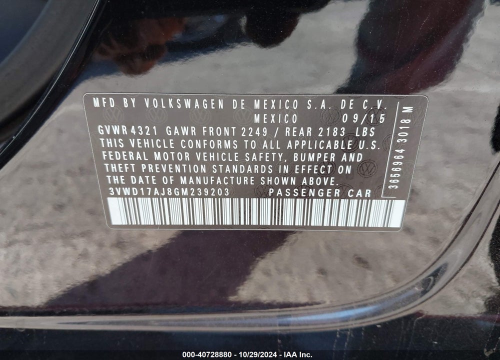 2016 VOLKSWAGEN JETTA 1.8T SPORT VIN: 3VWD17AJ8GM239203