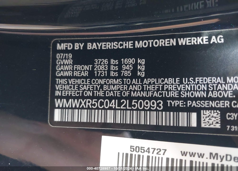 2020 MINI COOPER VIN: WMWXR5C04L2L50993