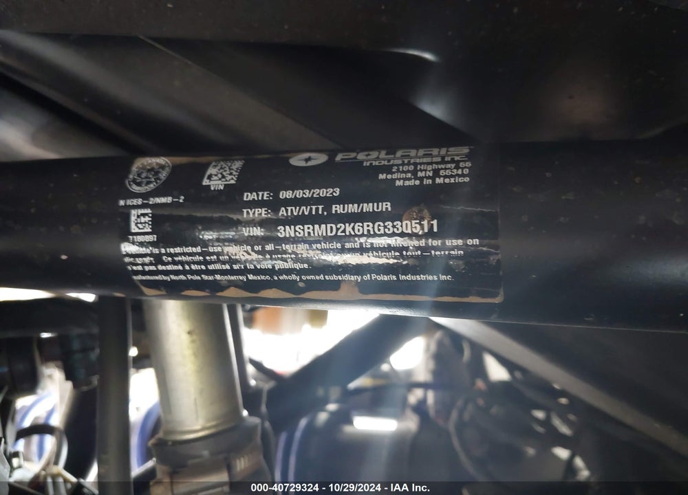 2024 POLARIS RZR PRO R 4 ULTIMATE VIN: 3NSRMD2K6RG330511