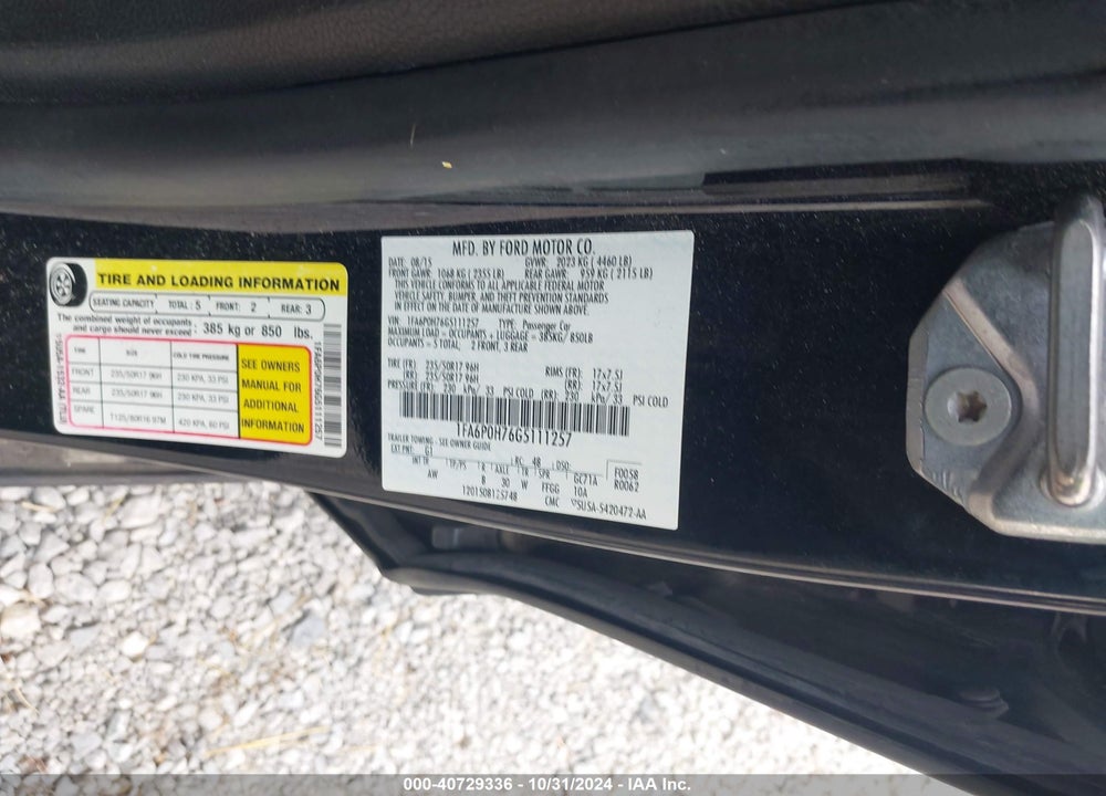 2016 FORD FUSION SE VIN: 1FA6P0H76G5111257