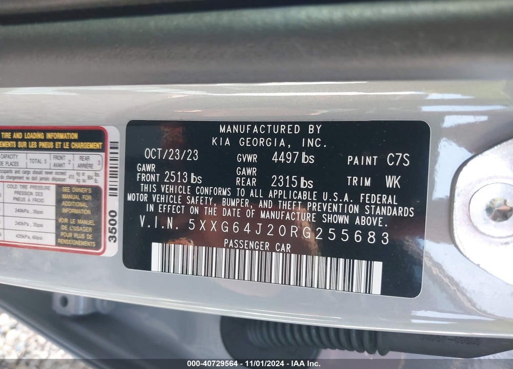 2024 KIA K5 GT LINE VIN: 5XXG64J20RG255683