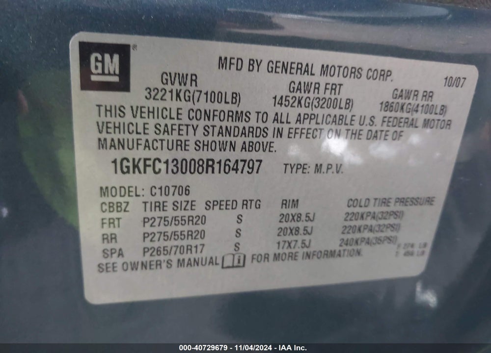2008 GMC YUKON SLT VIN: 1GKFC13008R164797