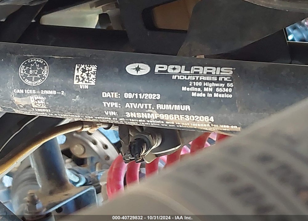 2024 POLARIS RZR XP 4 1000 ULTIMATE VIN: 3NSNMF996RF302064