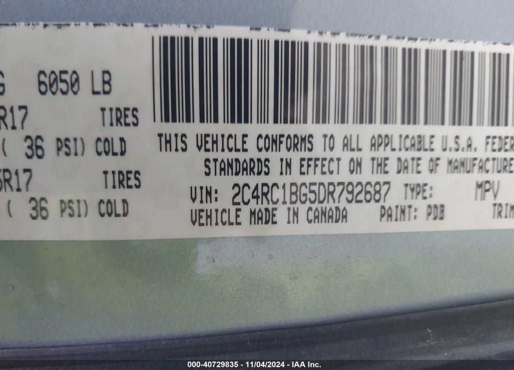 2013 CHRYSLER TOWN & COUNTRY TOURING VIN: 2C4RC1BG5DR792687