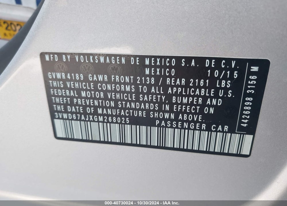 2016 VOLKSWAGEN JETTA 1.4T SE VIN: 3VWD67AJXGM268025