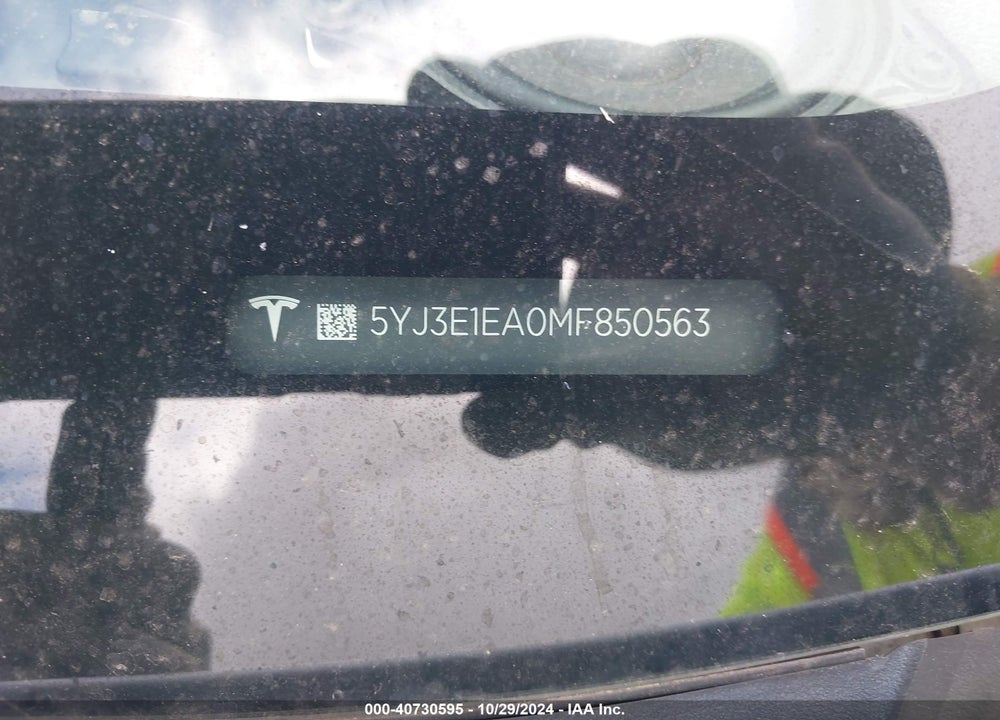 2021 TESLA MODEL 3 VIN: 5YJ3E1EA0MF850563