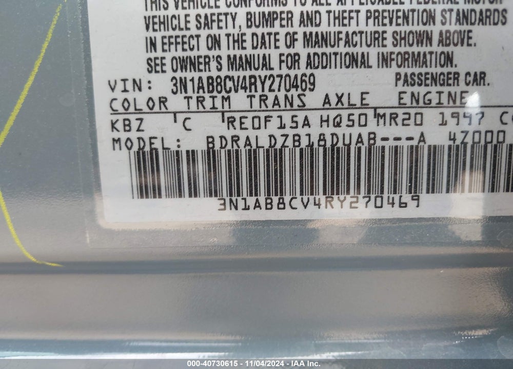 2024 NISSAN SENTRA SV XTRONIC CVT VIN: 3N1AB8CV4RY270469