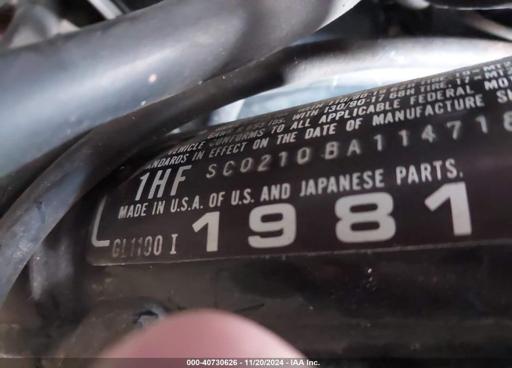 1981 HONDA GL1100 I VIN: 1HFSC0210BA114718