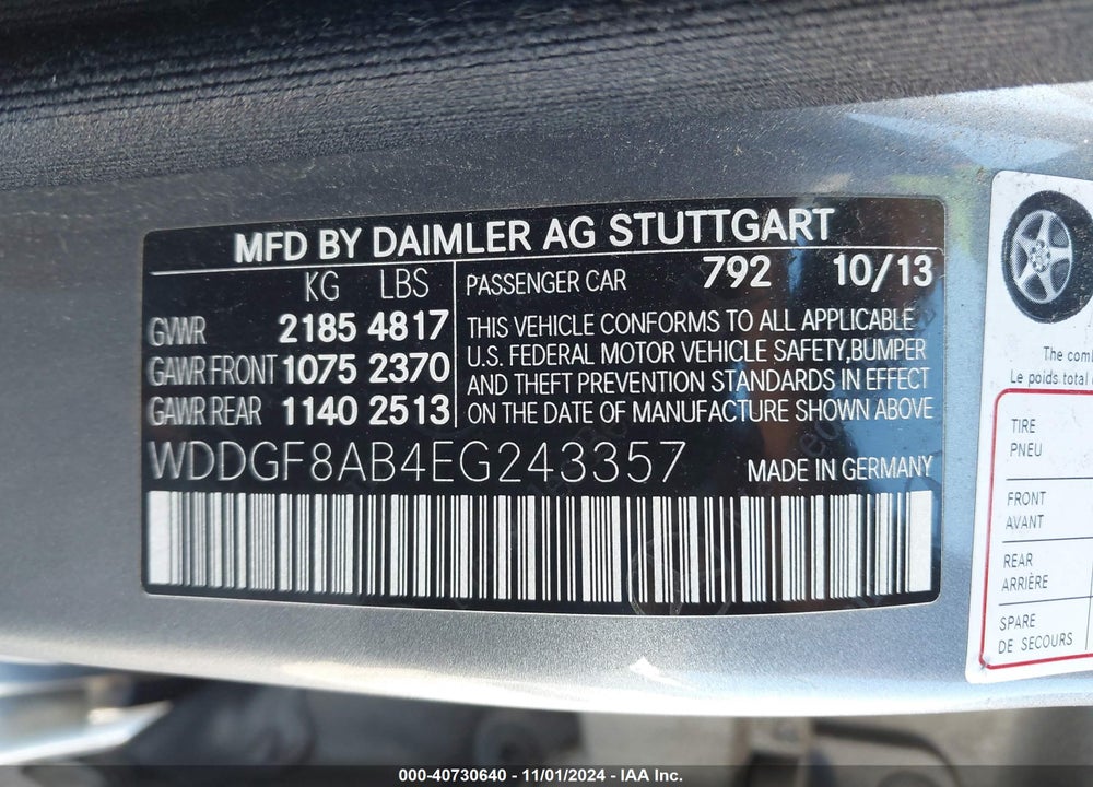 2014 MERCEDES-BENZ C 300 C 300 LUXURY/SPORT 4MATIC VIN: WDDGF8AB4EG243357