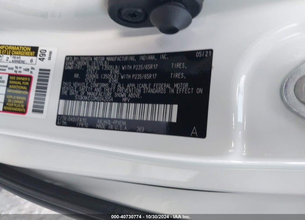 2021 TOYOTA SIENNA LE VIN: 5TDKRKEC0MS042054