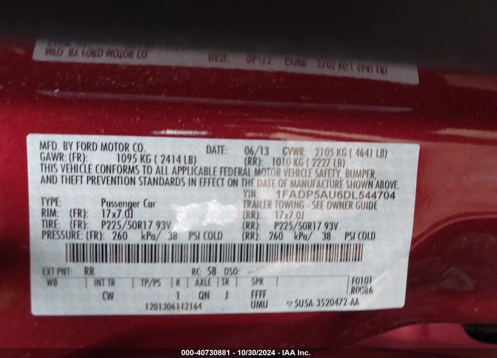 2013 FORD C-MAX HYBRID SE VIN: 1FADP5AU6DL544704