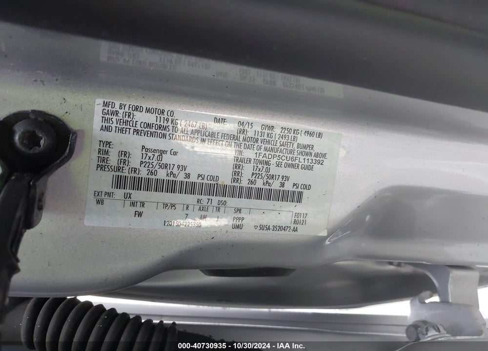 2015 FORD C-MAX ENERGI SEL VIN: 1FADP5CU6FL113392