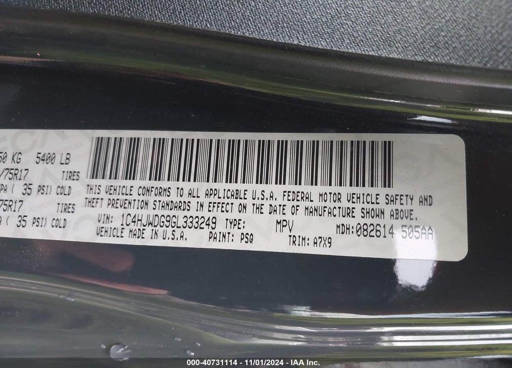 2016 JEEP WRANGLER UNLIMITED SPORT VIN: 1C4HJWDG9GL333249