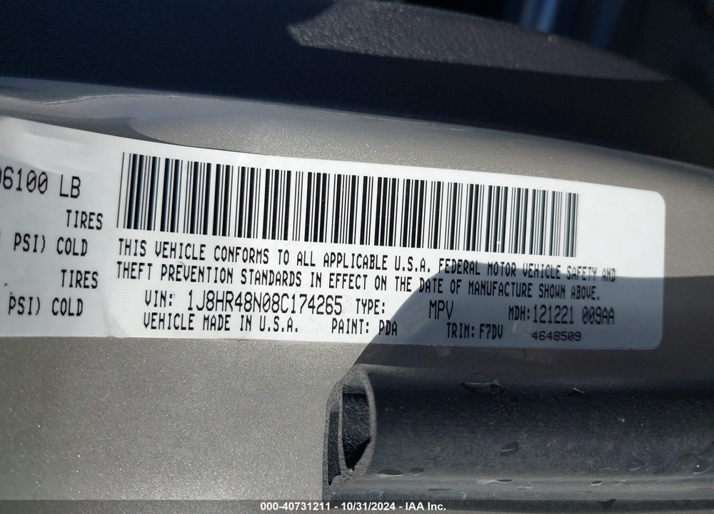 2008 JEEP GRAND CHEROKEE LAREDO VIN: 1J8HR48N08C174265