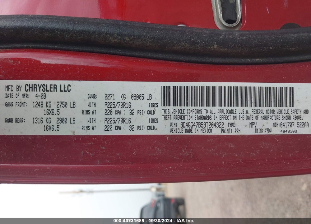 2009 DODGE JOURNEY SE VIN: 3D4GG47B59T204322
