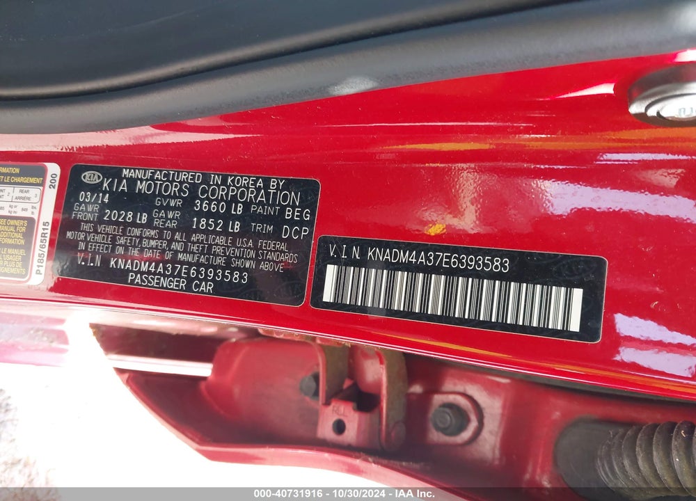 2014 KIA RIO LX VIN: KNADM4A37E6393583