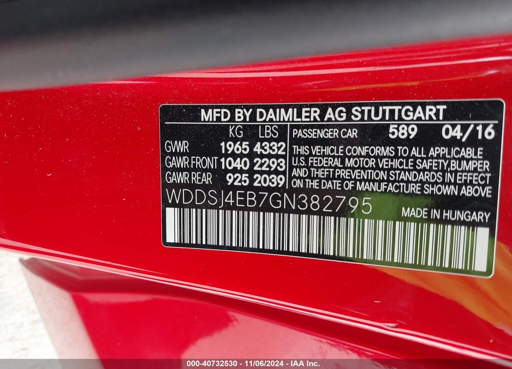 2016 MERCEDES-BENZ CLA 250 VIN: WDDSJ4EB7GN382795