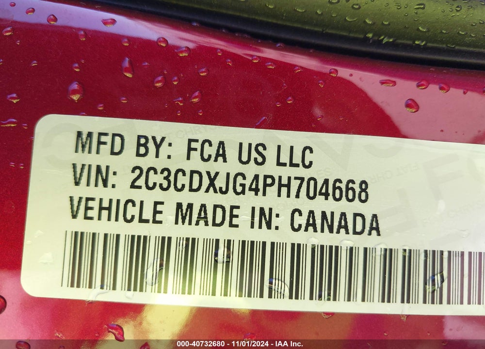 2023 DODGE CHARGER SXT AWD VIN: 2C3CDXJG4PH704668