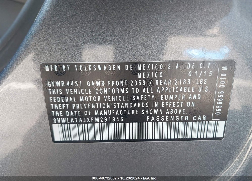 2015 VOLKSWAGEN JETTA 2.0L TDI SE VIN: 3VWLA7AJXFM291846