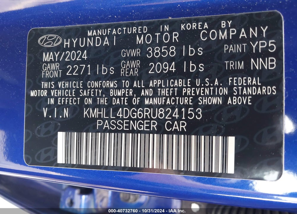 2024 HYUNDAI ELANTRA SE VIN: KMHLL4DG6RU824153