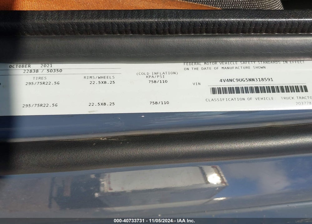2022 VOLVO VNL VIN: 4V4NC9UG5NN318591