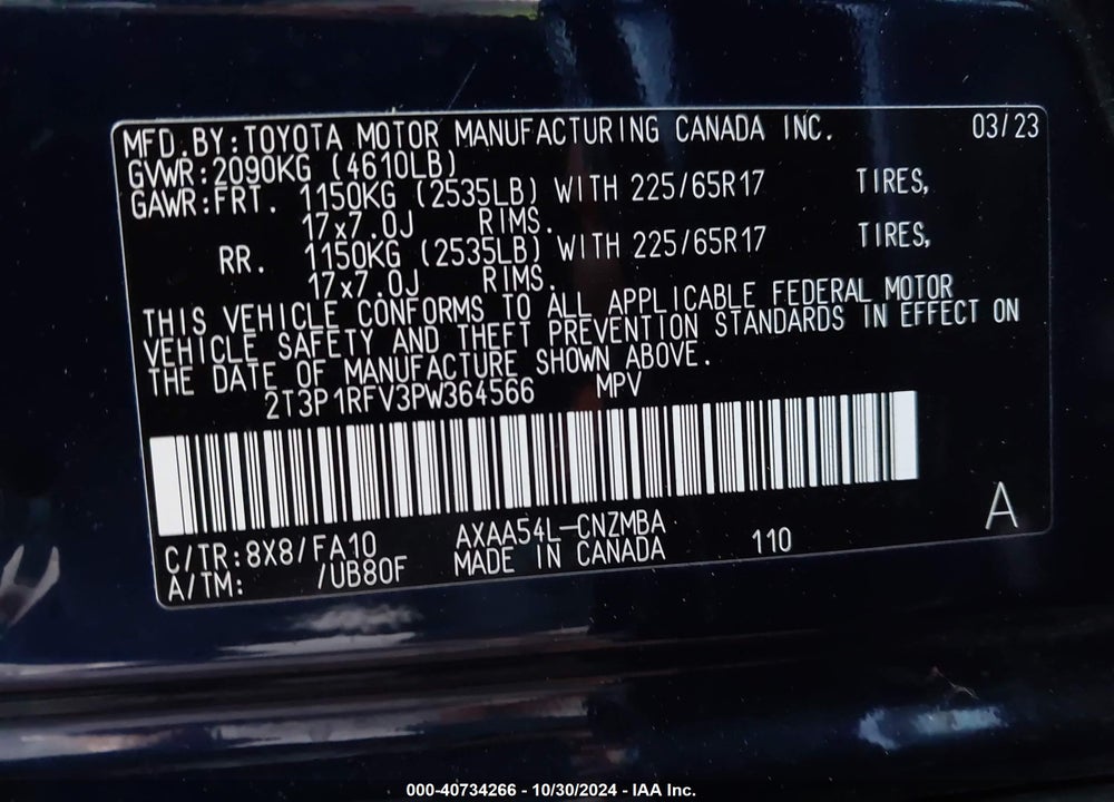2023 TOYOTA RAV4 XLE VIN: 2T3P1RFV3PW364566