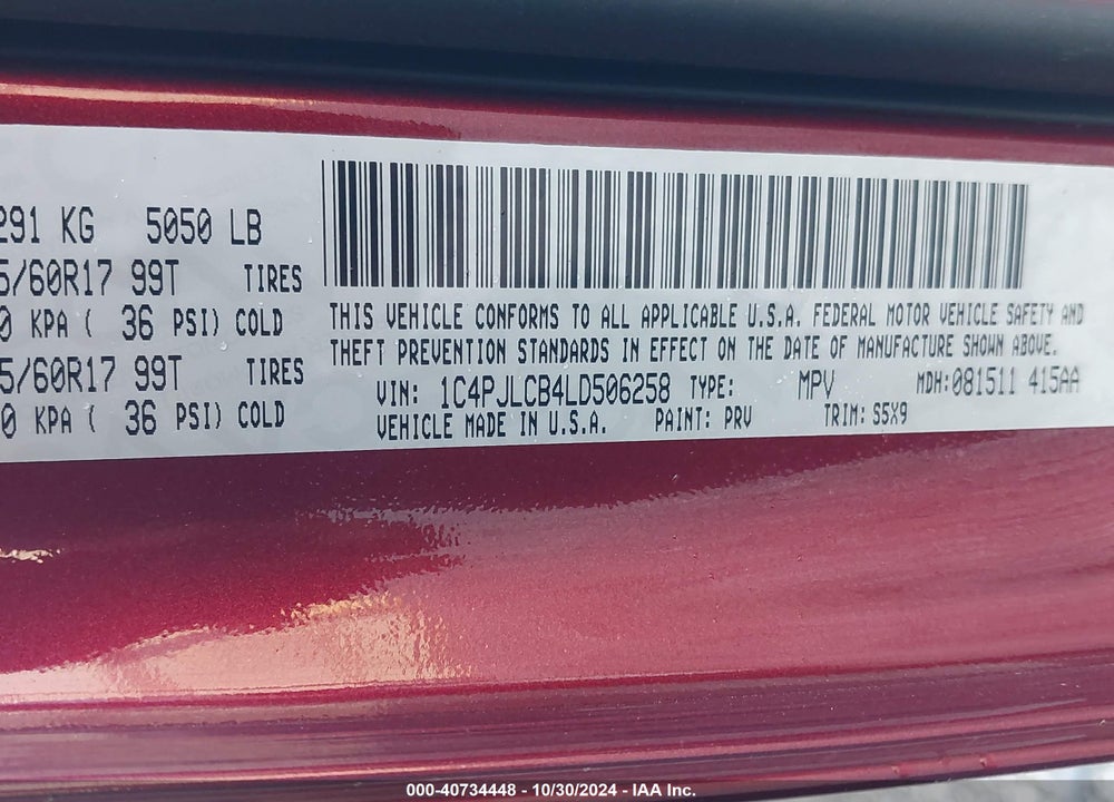 2020 JEEP CHEROKEE LATITUDE FWD VIN: 1C4PJLCB4LD506258