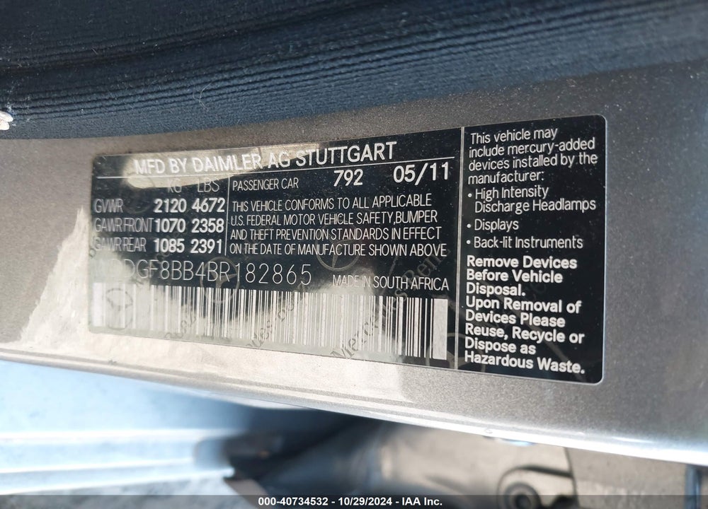 2011 MERCEDES-BENZ C 300 LUXURY 4MATIC/SPORT 4MATIC VIN: WDDGF8BB4BR182865
