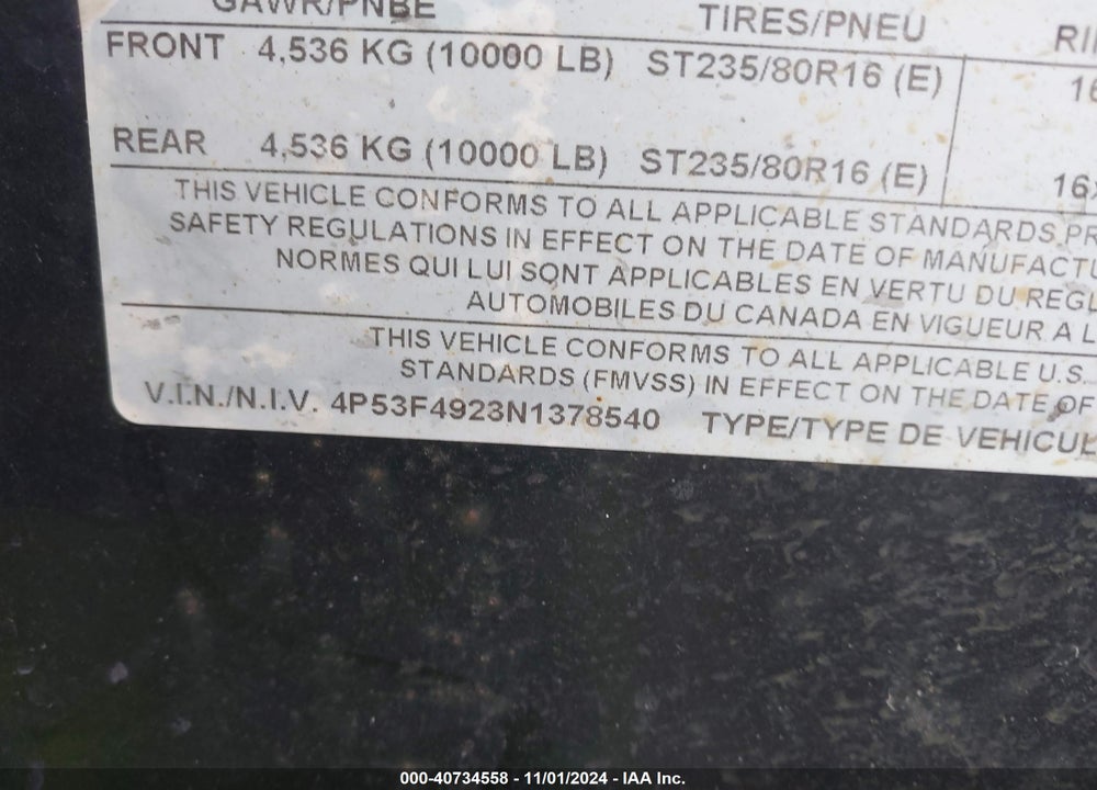 2022 PJ TRAILERS --- VIN: 4P53F4923N1378540