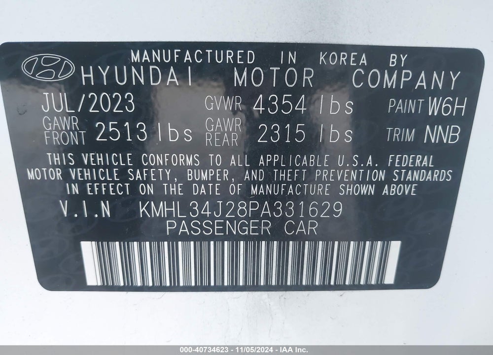 2023 HYUNDAI SONATA LIMITED VIN: KMHL34J28PA331629