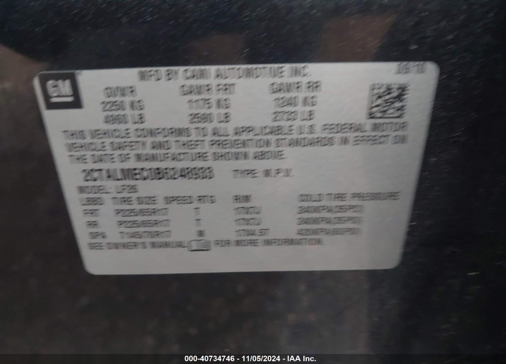 2011 GMC TERRAIN SLE-1 VIN: 2CTALMEC0B6248933