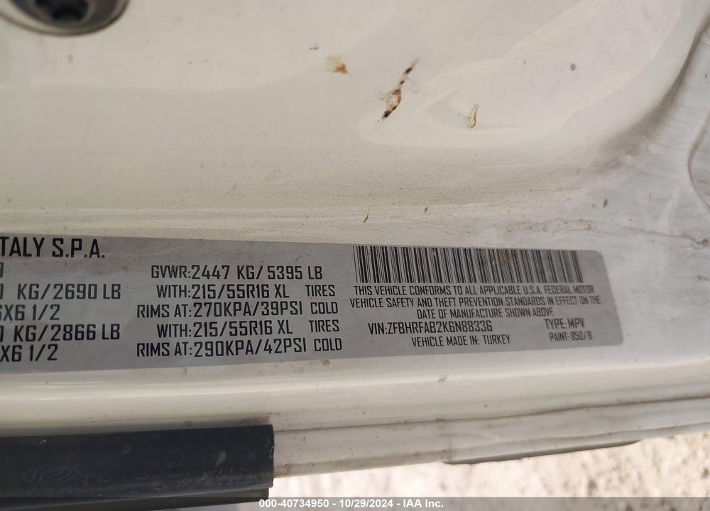 2019 RAM PROMASTER CITY TRADESMAN VIN: ZFBHRFAB2K6N88336