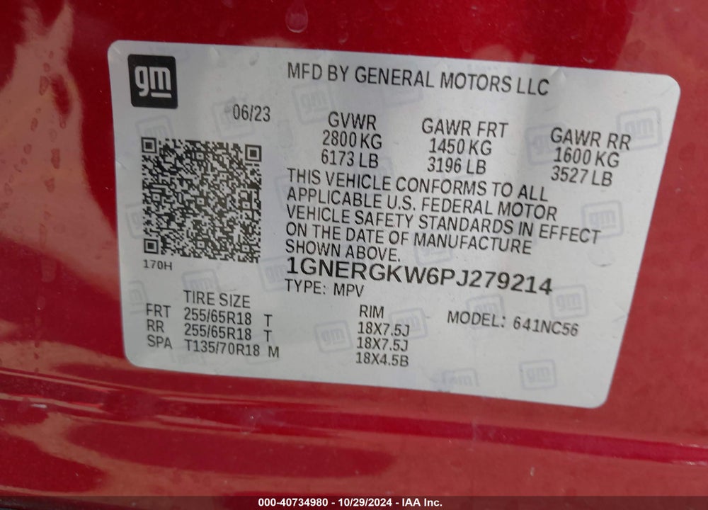 2023 CHEVROLET TRAVERSE FWD LT CLOTH VIN: 1GNERGKW6PJ279214