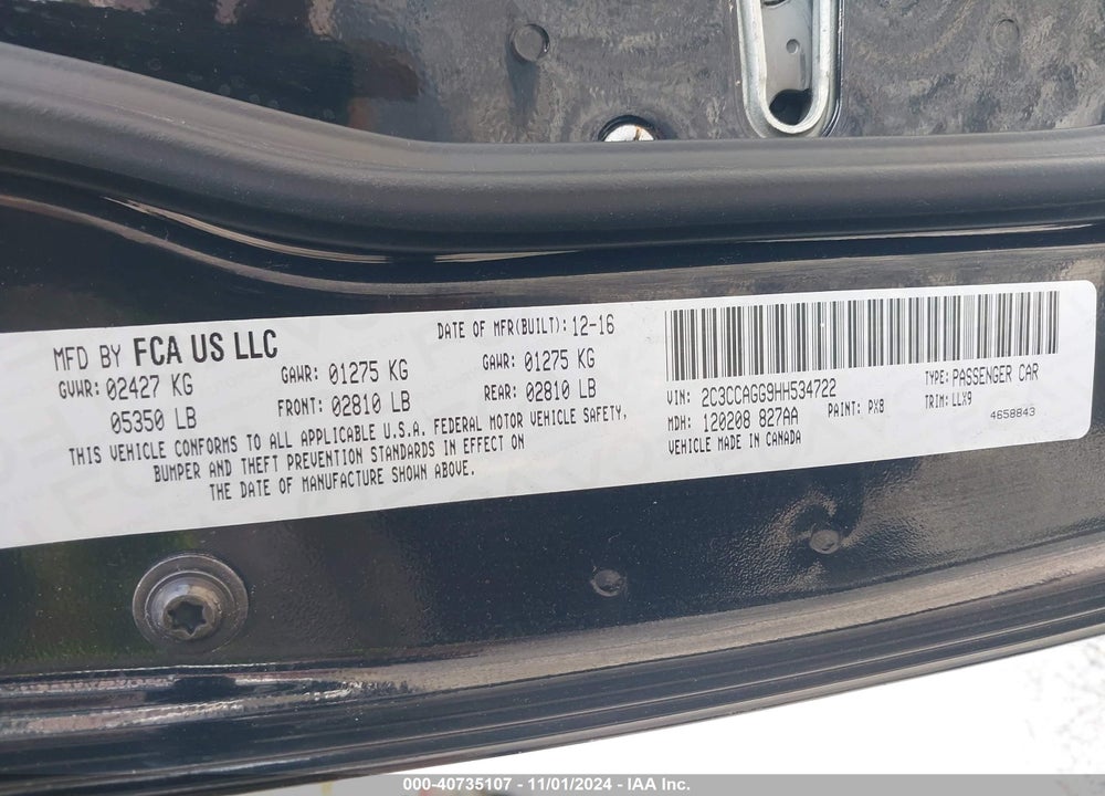 2017 CHRYSLER 300 300S VIN: 2C3CCAGG9HH534722