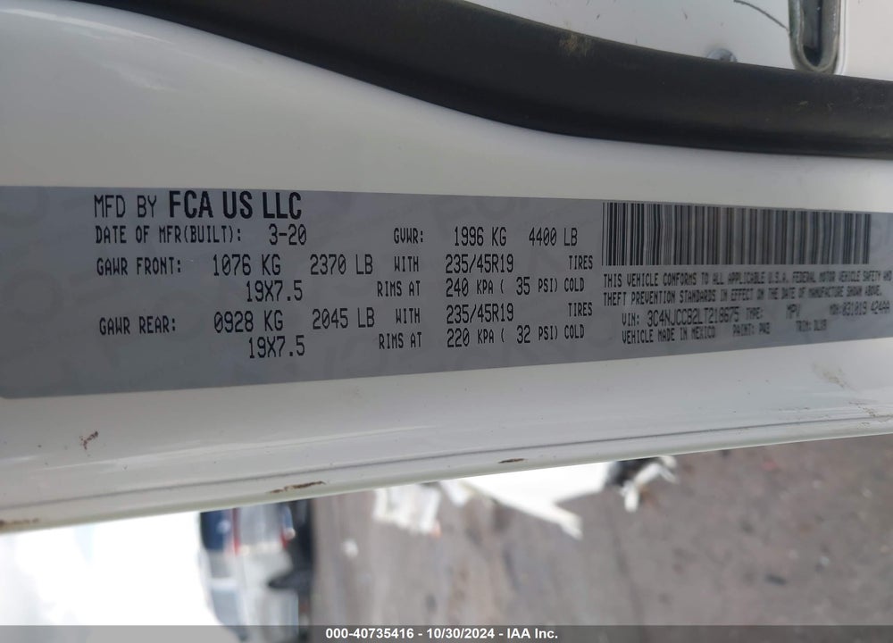 2020 JEEP COMPASS HIGH ALTITUDE FWD VIN: 3C4NJCCB2LT218675