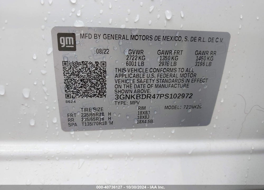 2023 CHEVROLET BLAZER FWD 3LT VIN: 3GNKBDR47PS102972