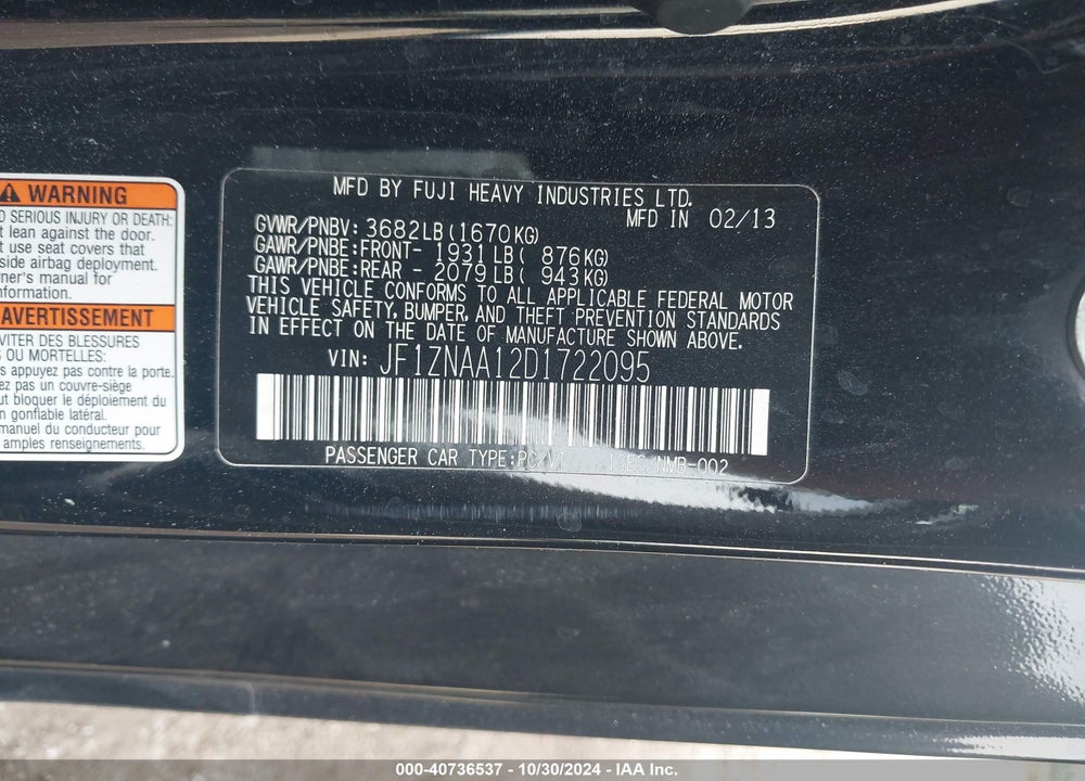 2013 SCION FR-S VIN: JF1ZNAA12D1722095