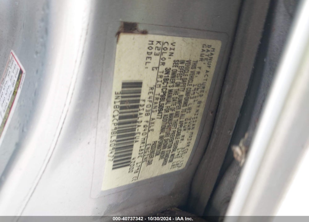 2011 NISSAN VERSA 1.8S VIN: 3N1BC1CP9BL509477