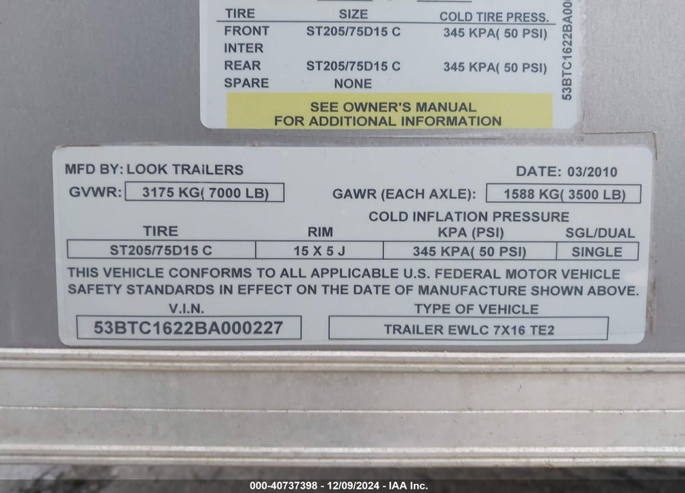 2011 OTHER --- VIN: 53BTC1622BA000227
