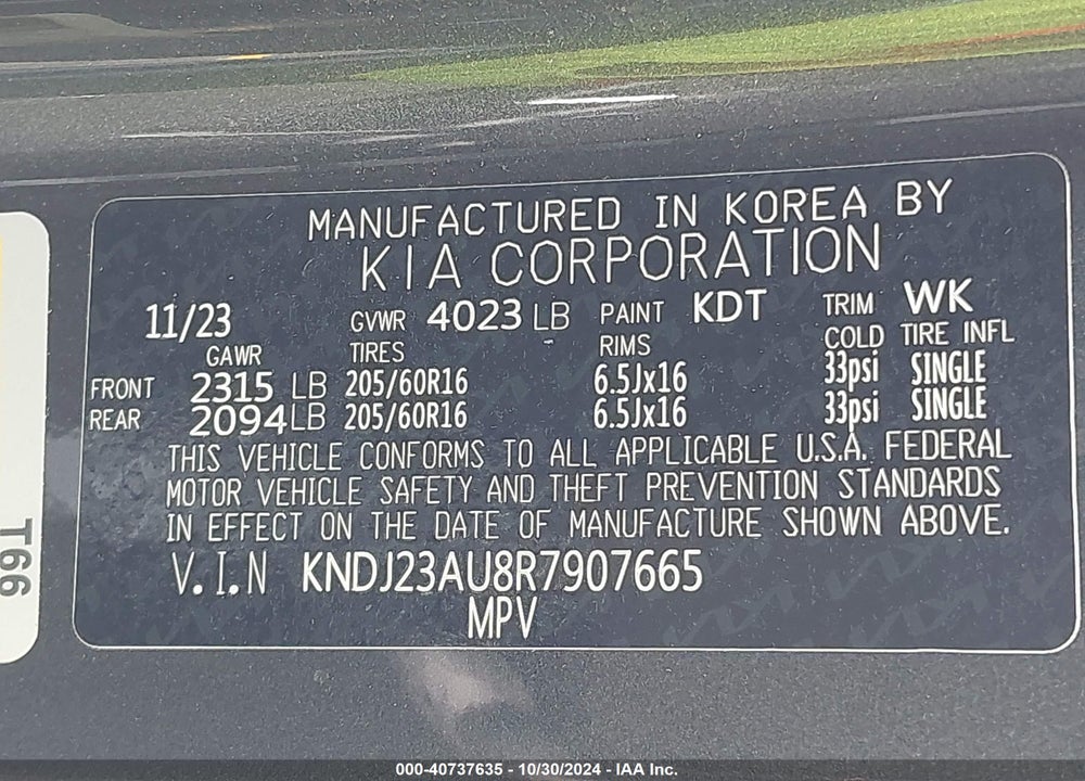 2024 KIA SOUL LX VIN: KNDJ23AU8R7907665