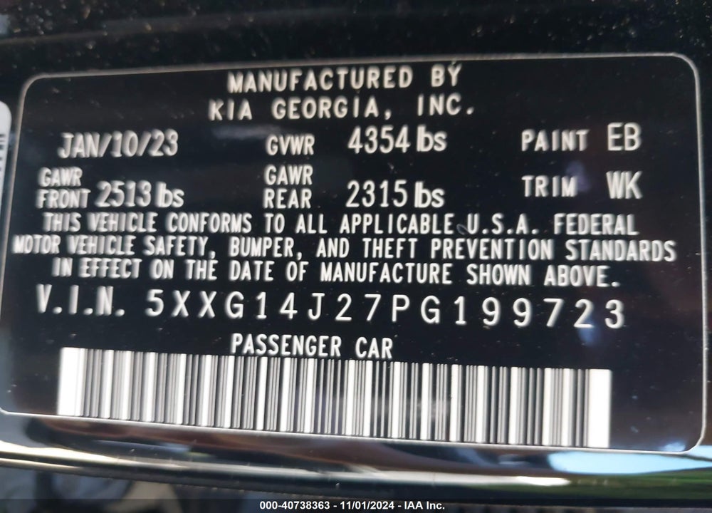2023 KIA K5 LXS VIN: 5XXG14J27PG199723