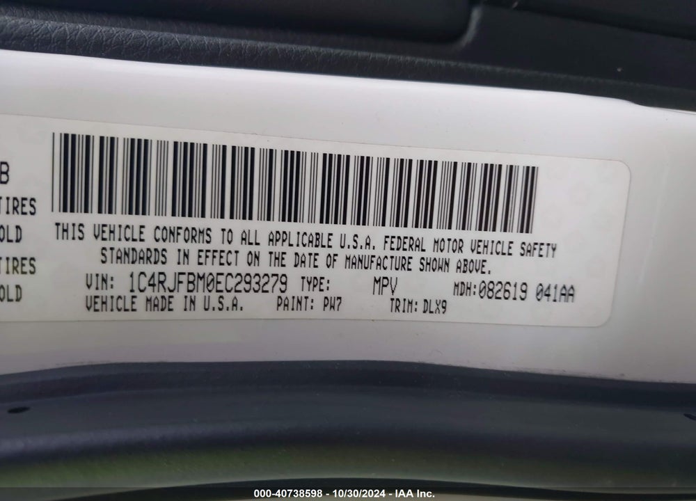 2014 JEEP GRAND CHEROKEE LIMITED VIN: 1C4RJFBM0EC293279